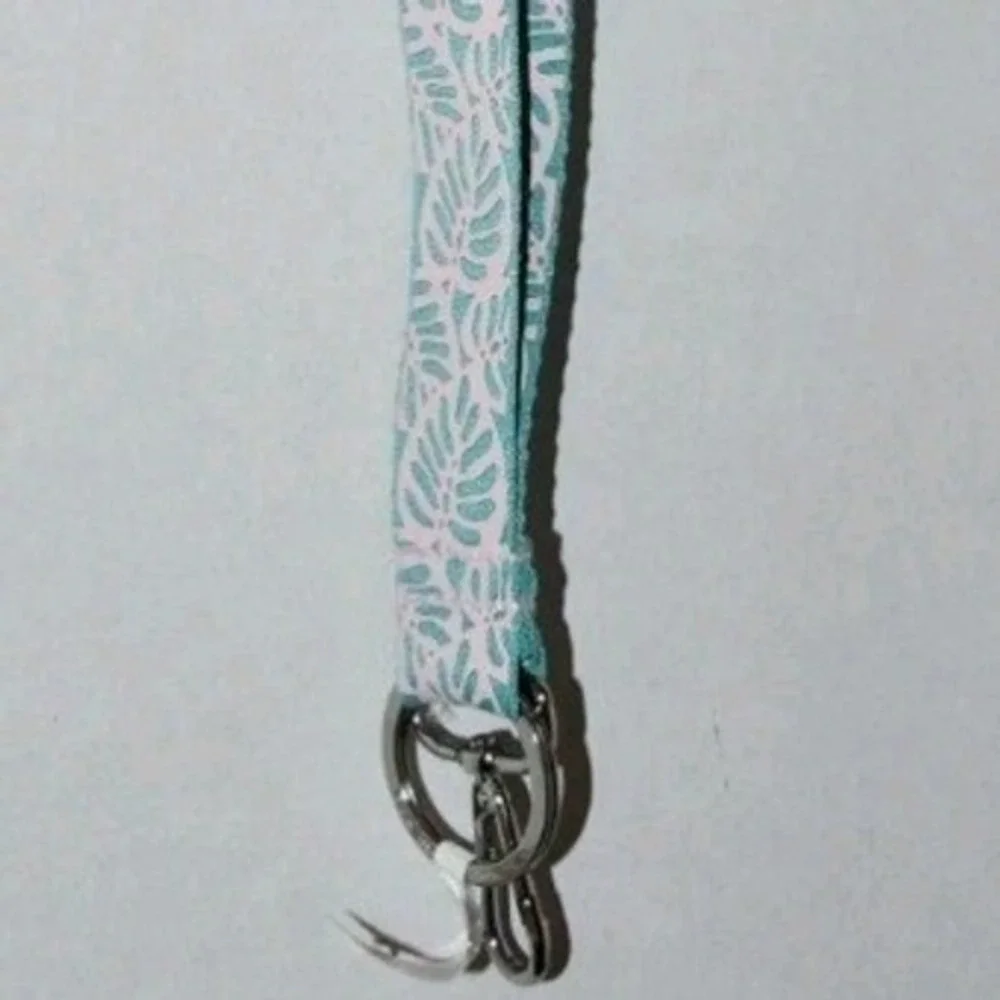 Vera Bradley Wide Lanyard Rain Forest Canopy Blue White Leaf 28110-X02 NWT